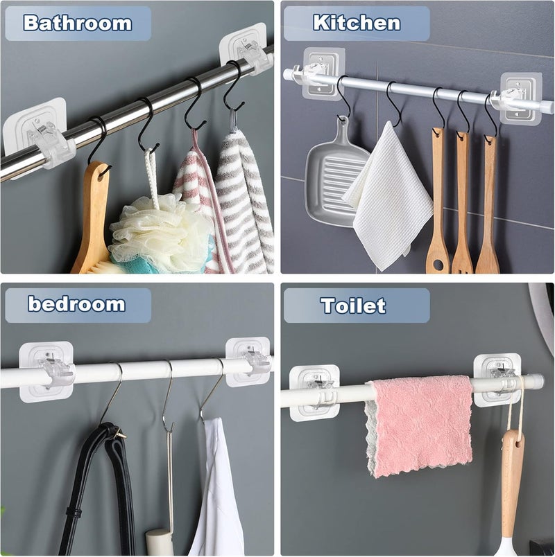 Codoule 10PCS Curtain Rods No Drilling,Bracket No Drill Curtain Rod Brackets Self Adhesive Curtain Rod Holders Nail Free Adjustable Curtain Rod Hooks Curtain Hangers for Bathroom Kitchen Bathroom Hotel - Image 3